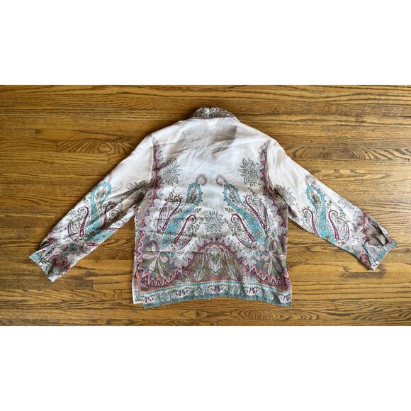 Sundance Multi Color Floral Silk Button Up Blouse Shirt Women's Size Large - Picture 6 of 10